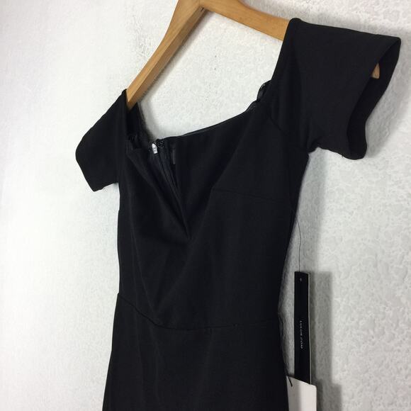 NWT Lulus Lynne Black Off-the-Shoulder Stretch Crepe Maxi Dress Gown XS - Picture 7 of 13